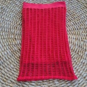 Red Bebe fishnet skirt